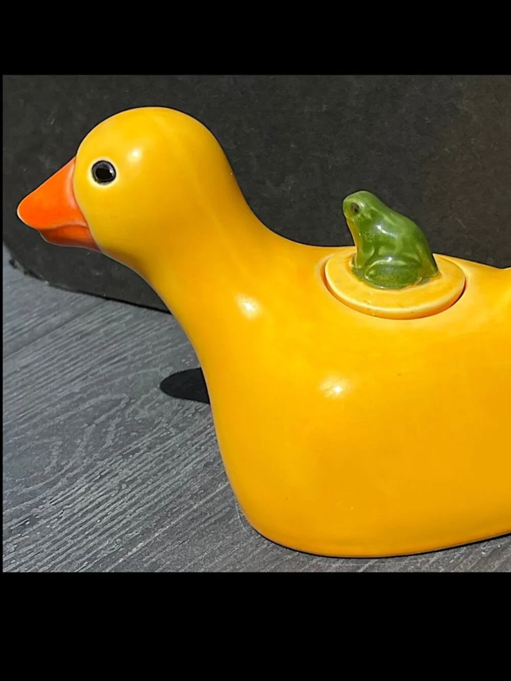 Vintage Yellow Duck Teapot w/ Frog Friend Made in Japan Vandor San Francisco